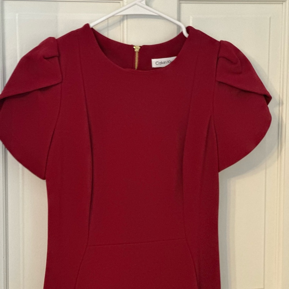 Calvin Klein Women's Dress in Deep Red/Maroon